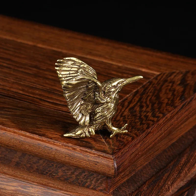 Brass Opening Wing Mini Eagle Bird Art Decoration Home Living Room Qme
