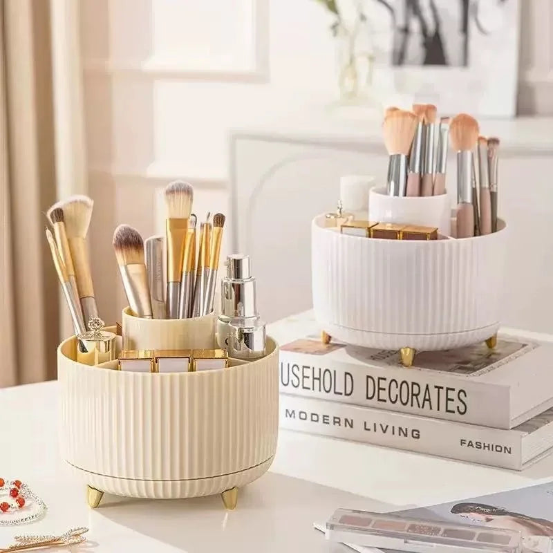 Desktop Rotating Makeup Organizer Cosmetics Storage Box Slot Makeup Versatile Holder for Brushes Office Supplie Bathroom Dresser Qme