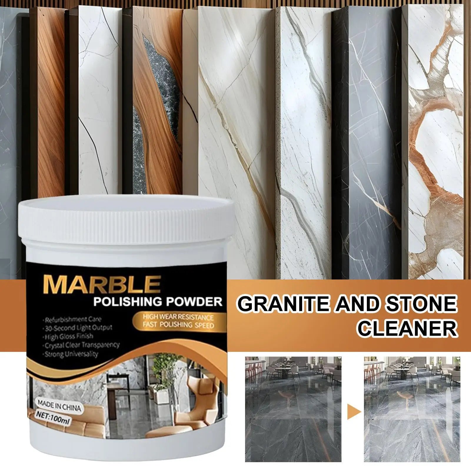 Granite Polishs 100ml Stone CountertopPolish Marble Cleaner Deep Cleaning Restorer Polishing Supplies For Porcelain Shower Sink Qme
