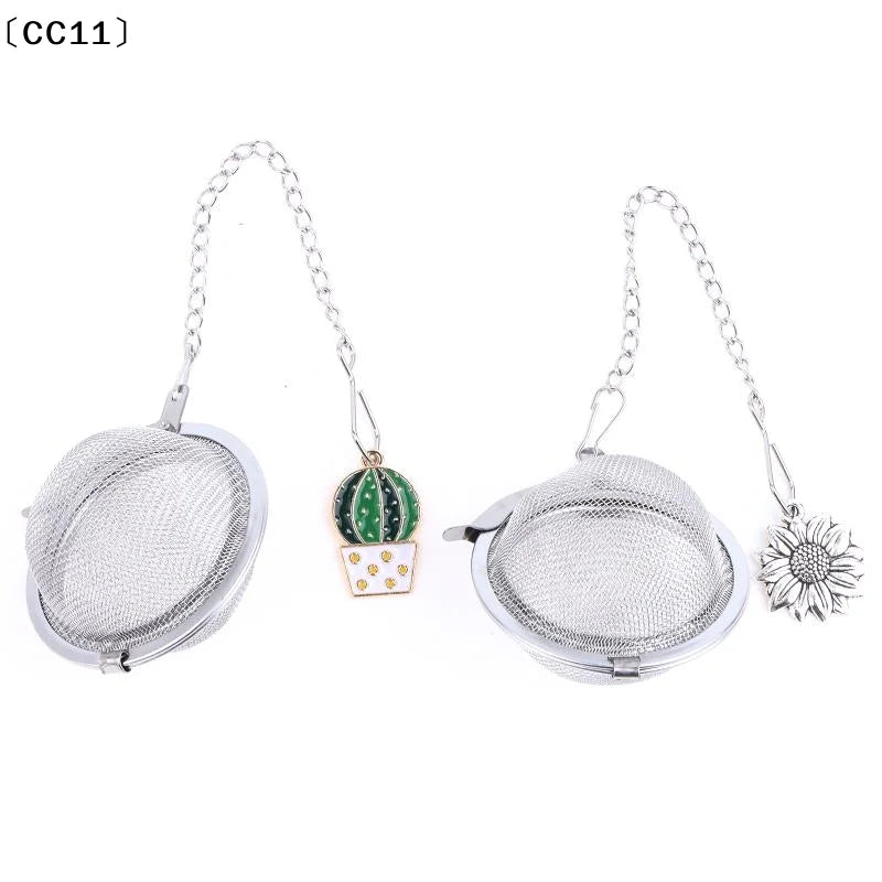 Stainless Steel Tea Infuser Butterfly Bee Heart Plant Chain Filter Qme