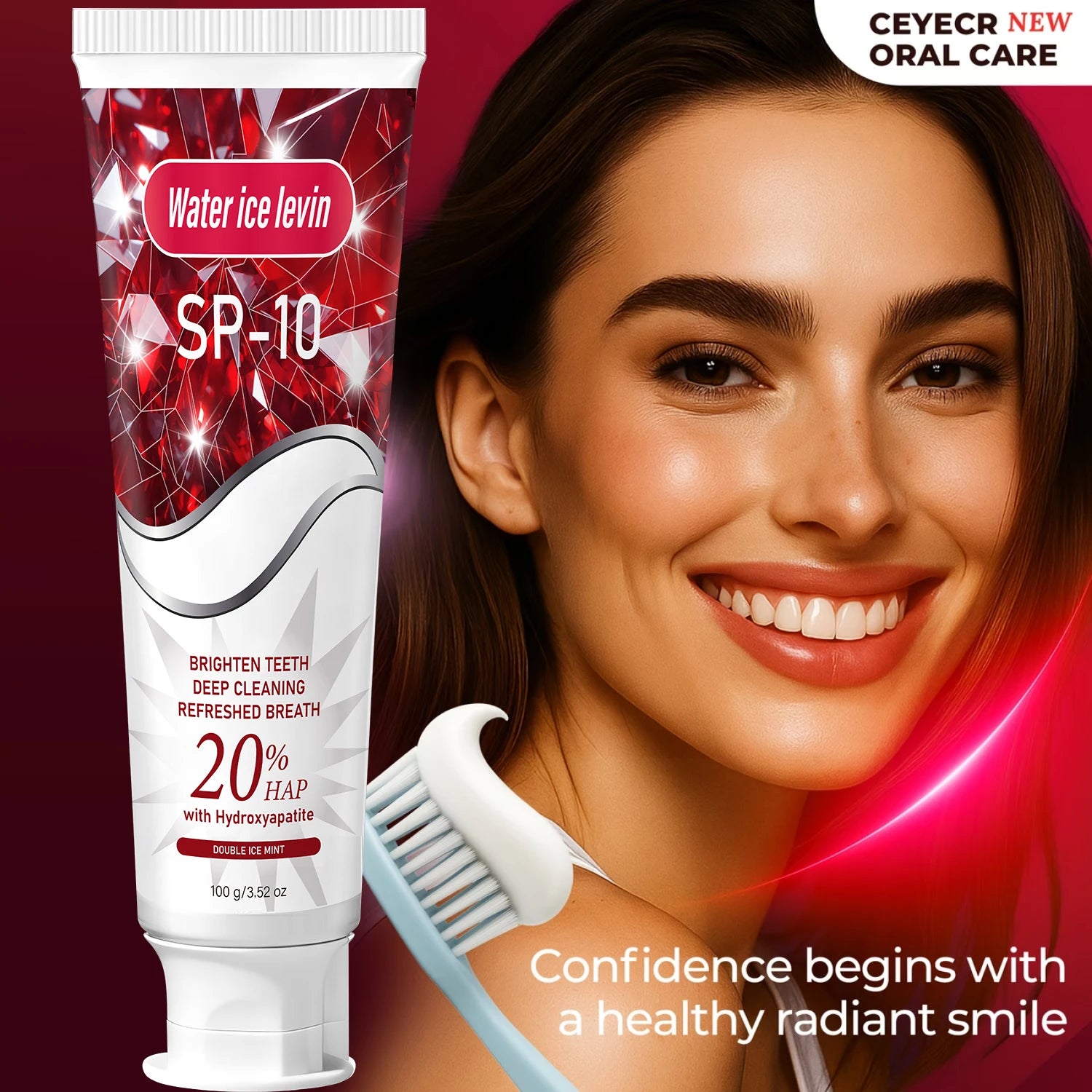 20% HAP Hydroxyapatite Toothpaste - SP-10 Deep Clean & Teeth Whitener, Refreshing Mint Breath Freshener for Daily Use Qme