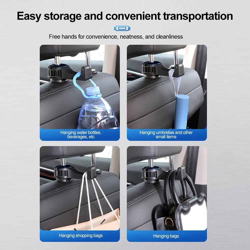 Dual-Use Car Rear Headrest Phone Mount Hidden Storage Hook Multifunctional Lock Type Cellphone Holder For Car Storage Organizer Qme
