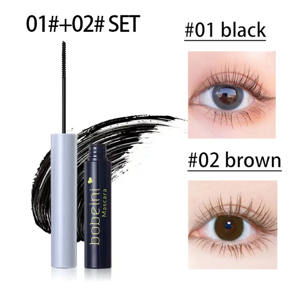 Silk Fiber Curling Mascara Ultra-fine Brush Lengthening Volumizing Qme 01 and 02
