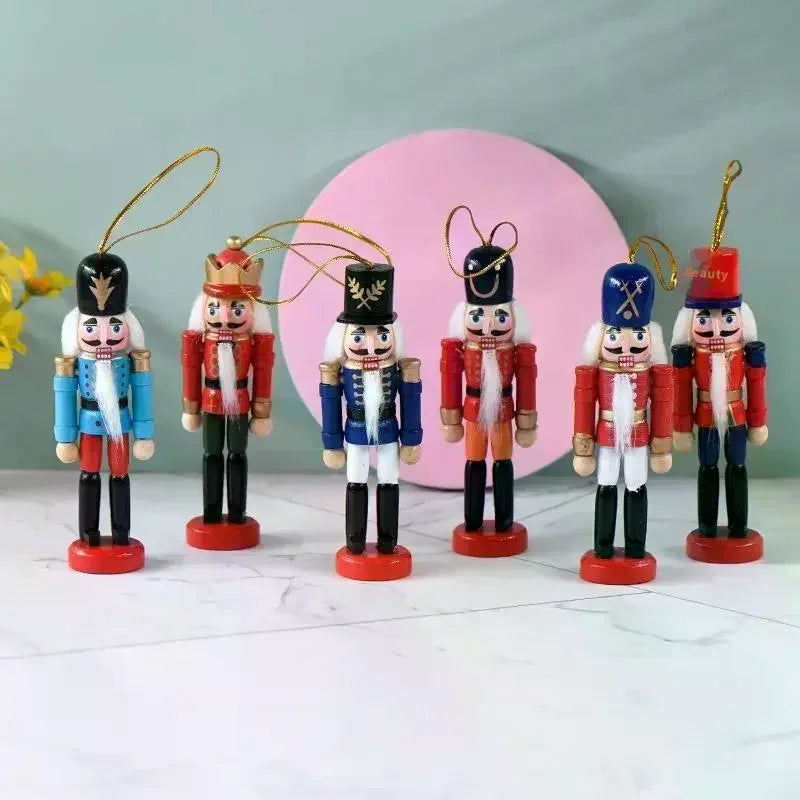 1/3/6Pcs Desktop Decor 12cm Miniatures Nutcracker Puppet Ornaments Cartoon Walnuts Soldiers Band Doll Pendant Christmas Gift Qme