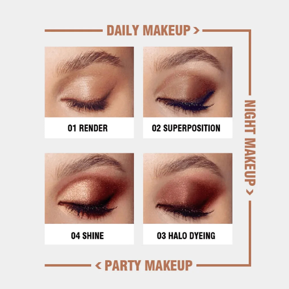 Taupe Glow Eyeshadow Palette Matte Metallic Pearl Waterproof Long Qme