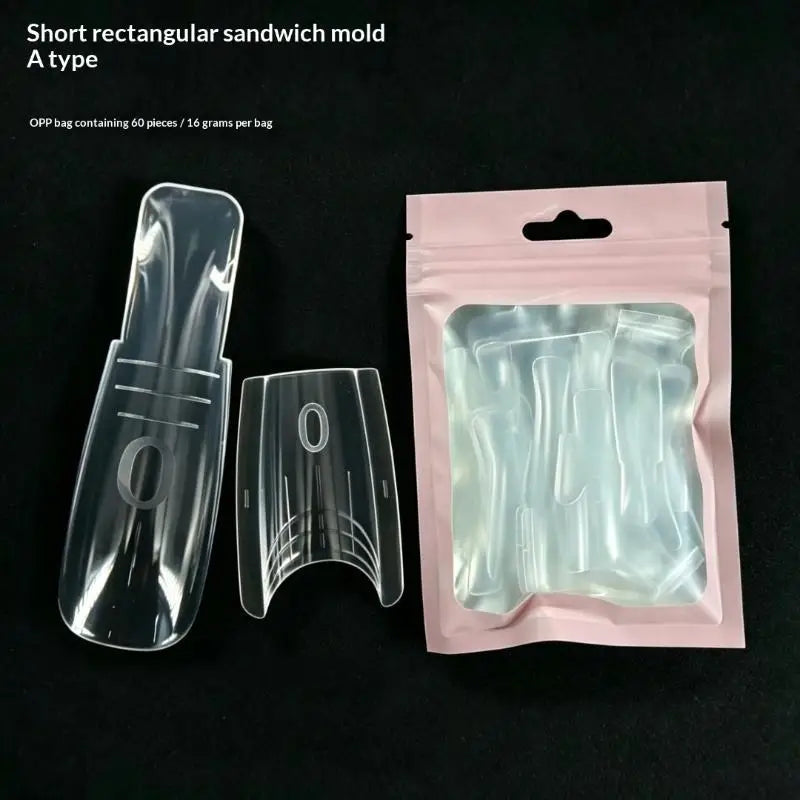 No Paper Needed Sandwich Nail Dual Forms Oval Square Shape Gel Qme 60PCS B