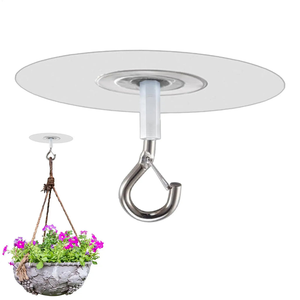 1pc No-Drill Hooks For Ceiling Self-Adhesive Water Resistant Hooks For Ceiling Home Storage Hooks For Wind Chimes Plants Lights Qme
