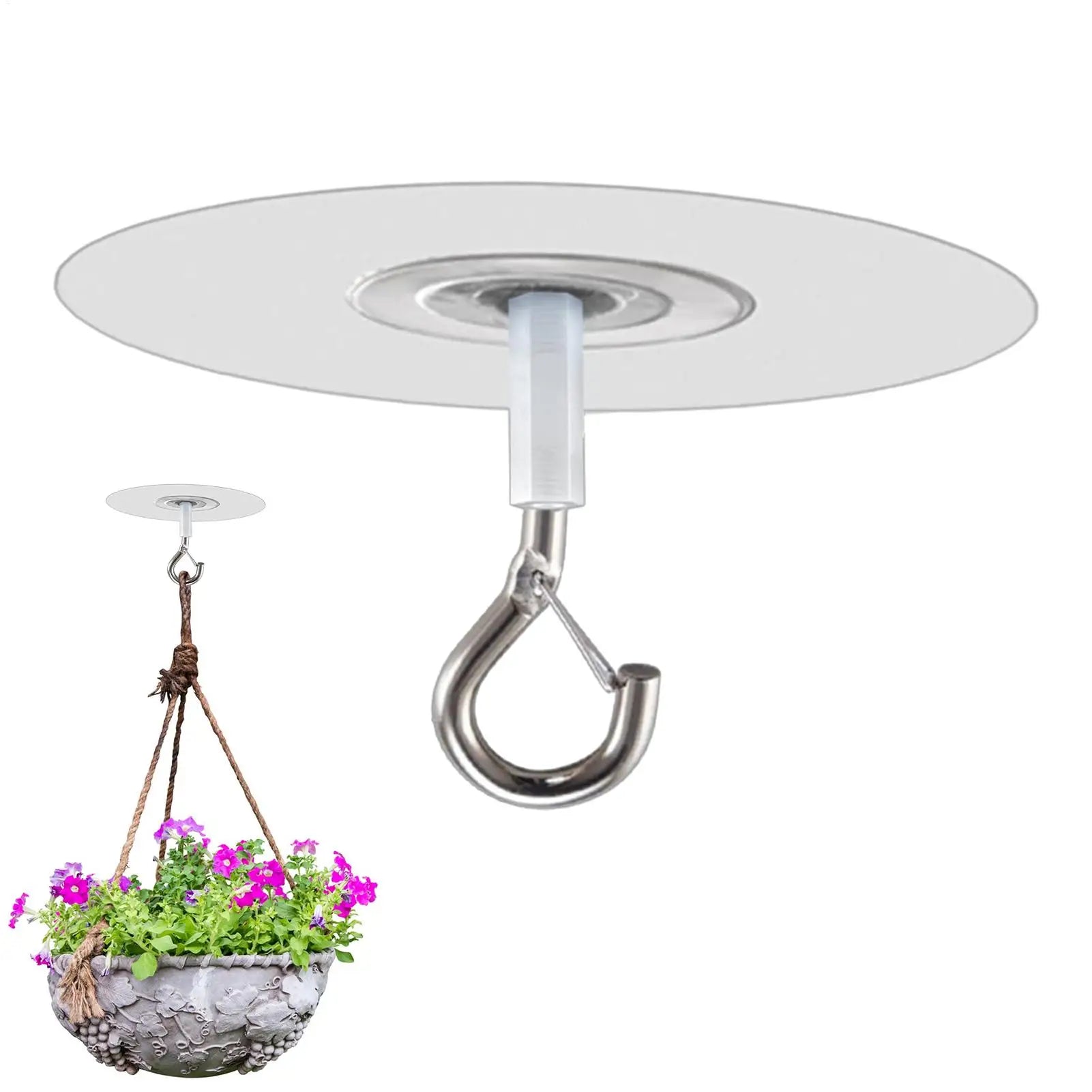 1pc No-Drill Hooks For Ceiling Self-Adhesive Water Resistant Hooks For Ceiling Home Storage Hooks For Wind Chimes Plants Lights Qme