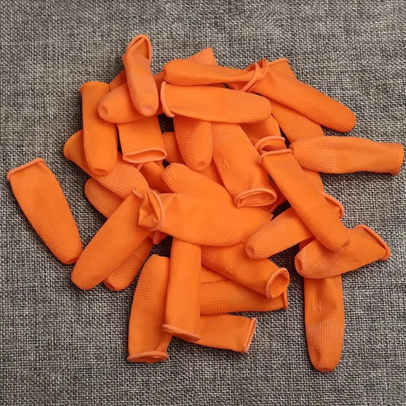 200PCS Reusable Finger Cover Natural Rubber Gloves Non-slip Latex Finger Cots Fingertips Protector Gloves Nail Art Tool Qme