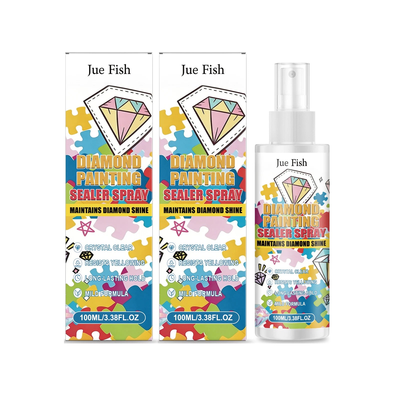 Diamond Painting Sealer Spray Anti-Yellowing Permanent Hold & Shine Effect Dustproof Diamond Art Crystal Clear Protective Spray Qme 2 x 100ML Boxed