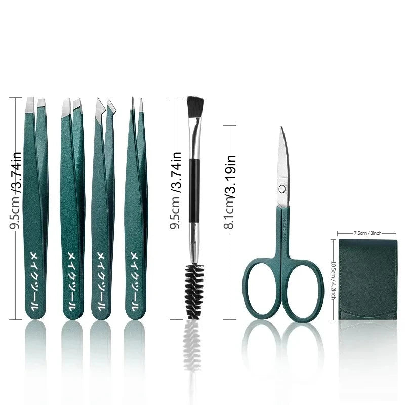 2 4Pieces Beauty Tools Stainless Steel Eyebrow Tweezers Hair Removal Qme