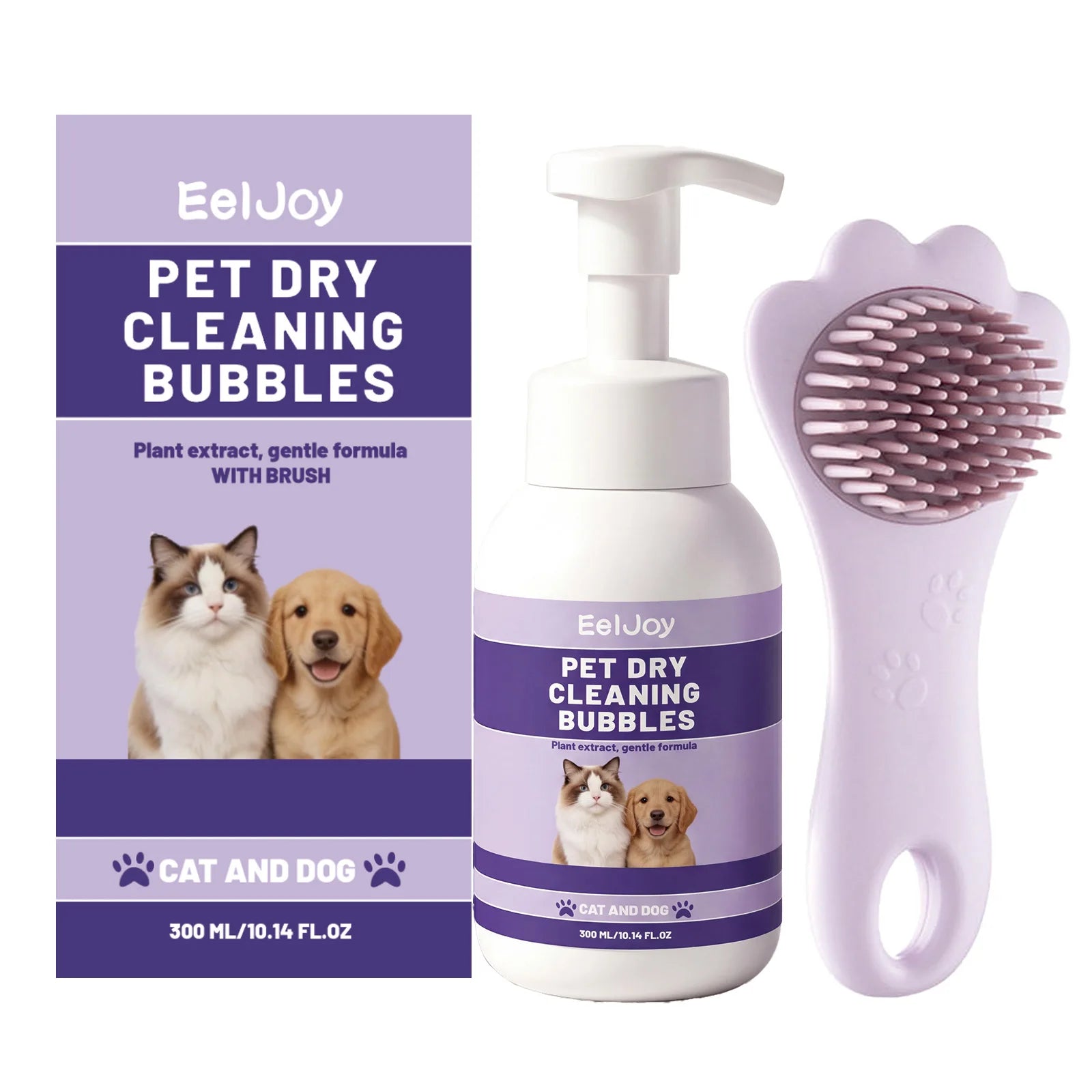 Pet Dry Cleaning Bubble Shampoo Kit Removing Stains Soothing Hair Eliminate Odor Long-Lasting Fragrance Dogs & Cats Foam Shampoo Qme 300ML Boxed