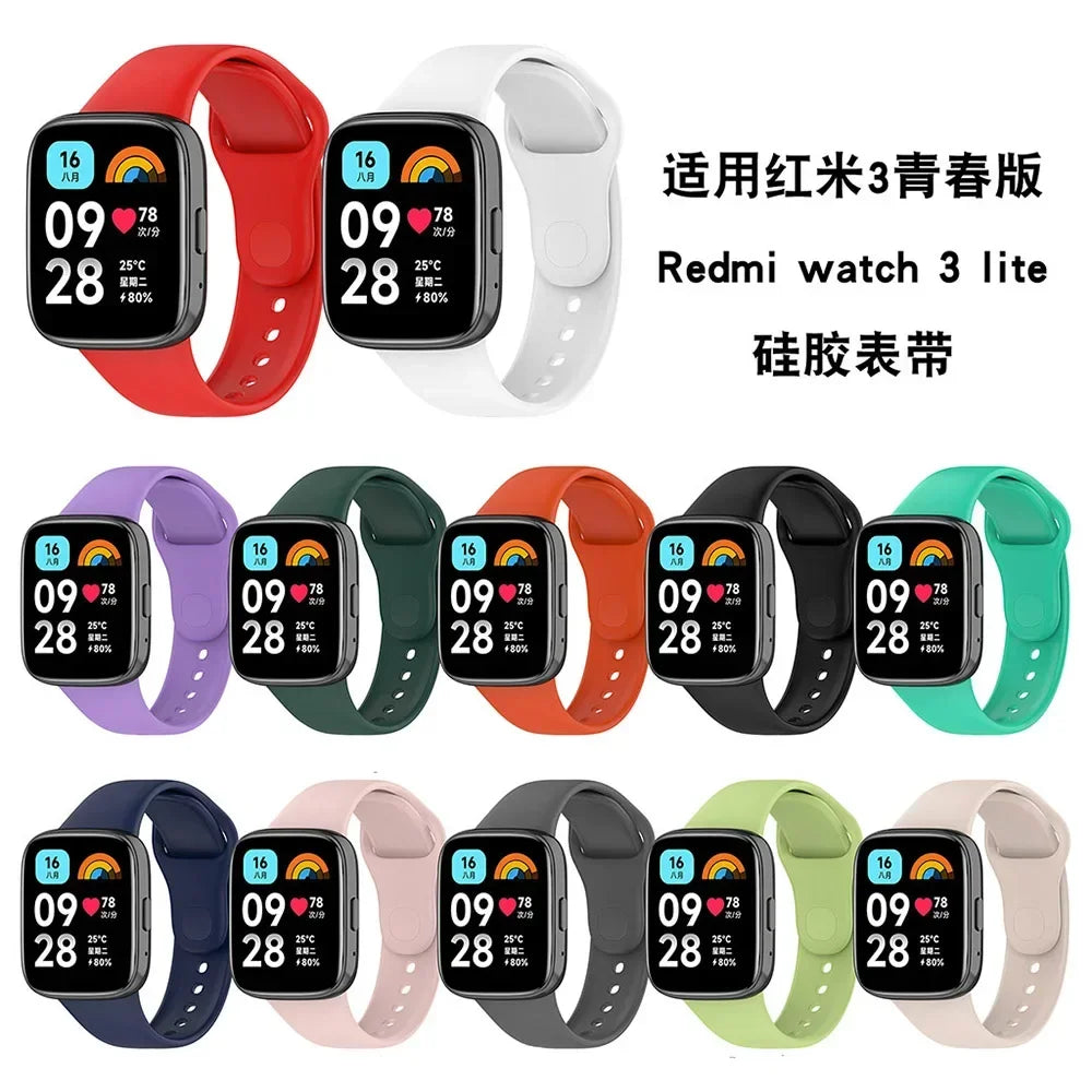 Silicone Strap For Redmi Watch 3 Active/Lite Bracelet Watchband + Protective Case Shell Qme