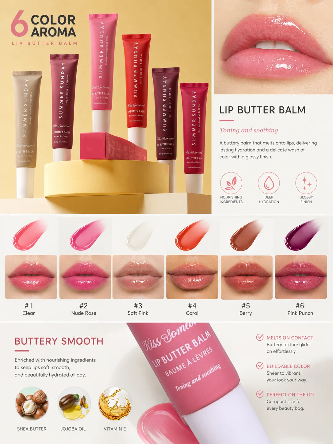 6-color lip gloss，High-Shine Hydrating Lip Oil Set Plumping Glass Lip Makeup For Party，Non stick to cup lip gloss，Halloween Qme