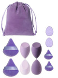 12-piece Makeup Powder Puff Sponge Triangle Loose Blender Mini Qme Blue