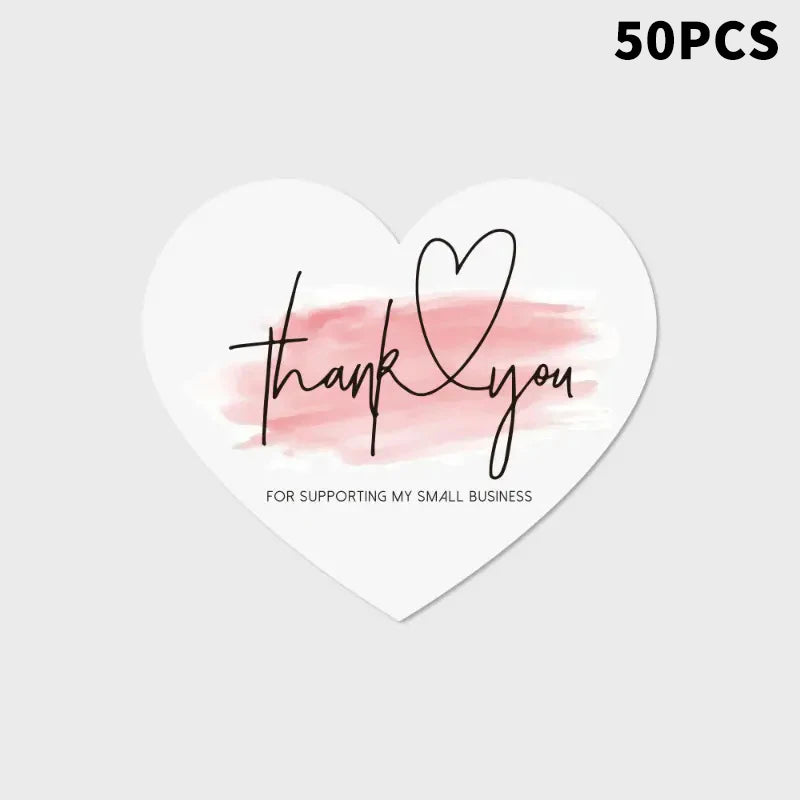 5Styles Pink Heart Shaped Thank You Tags Gift Box Packaging Box Seal Party Supplies Qme A2