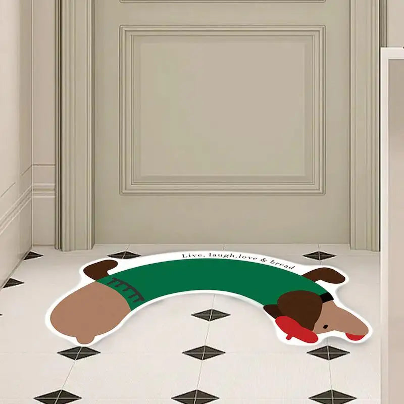 Water Absorption Shower Mat Dachshund Floor Cute Cartoon Rug Doorway Qme