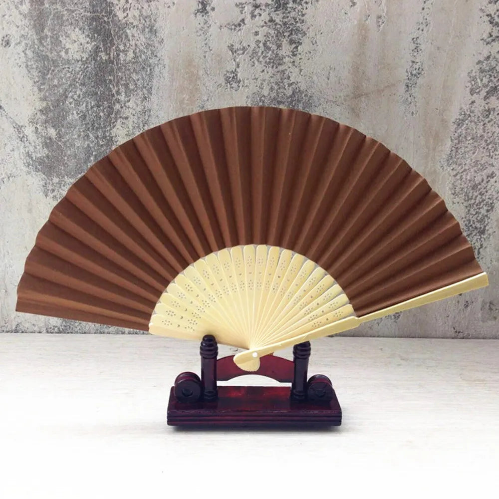 Pattern Folding Dance Wedding Party Lace Silk Folding Hand Held Solid Color Fan Solid Color Folding Fan Multi Color Folding Fan Qme Coffee