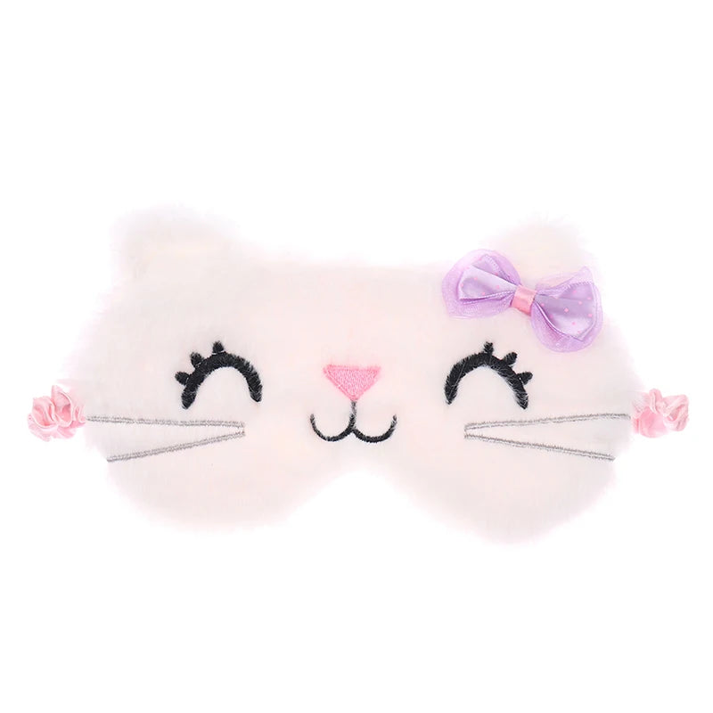 Sleep Mask Kids Lightweight Eye Cover Anime Cartoon Design Travel Rest Qme White