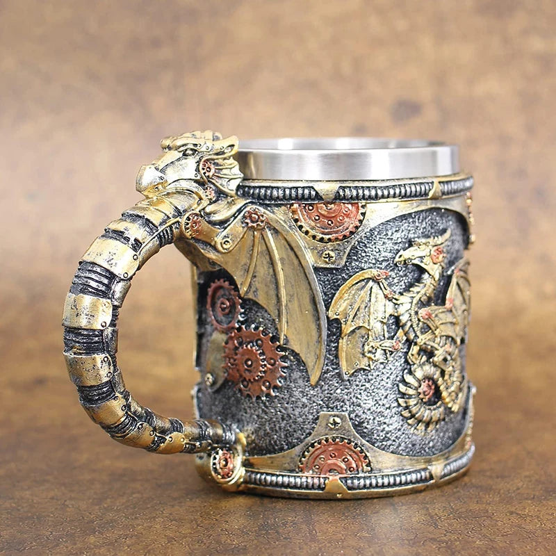 Medieval Steampunk Dragon Mug Renaissance Mechanical Dragons Beer Qme