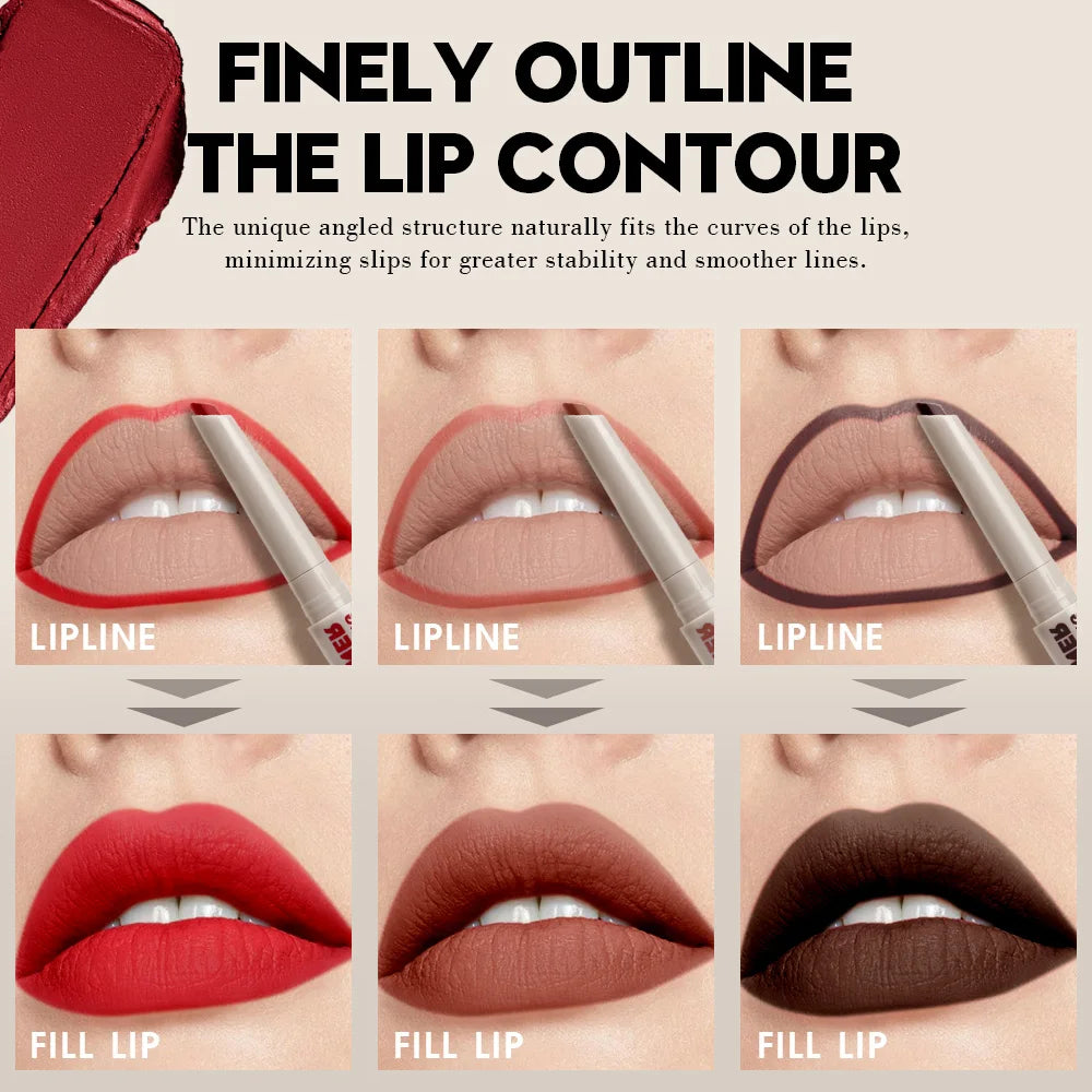 Matte Lip Liner Pen Long-lasting Water Sweat Resistant Twisted Design Qme