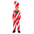Candy Cane Costume Boys Girls Gift Box Christmas Cosplay Outfit Top Pants Hat Full Set Suit Qme Red S
