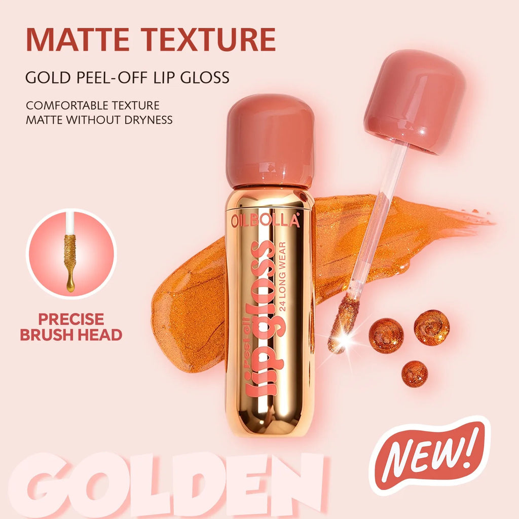 6Color Metallic Orange Peel Off Lip Stain Reveal Waterproof Pink Lip Tint Transfer Proof Non-stick Cup Natural Matte Lipstick Qme