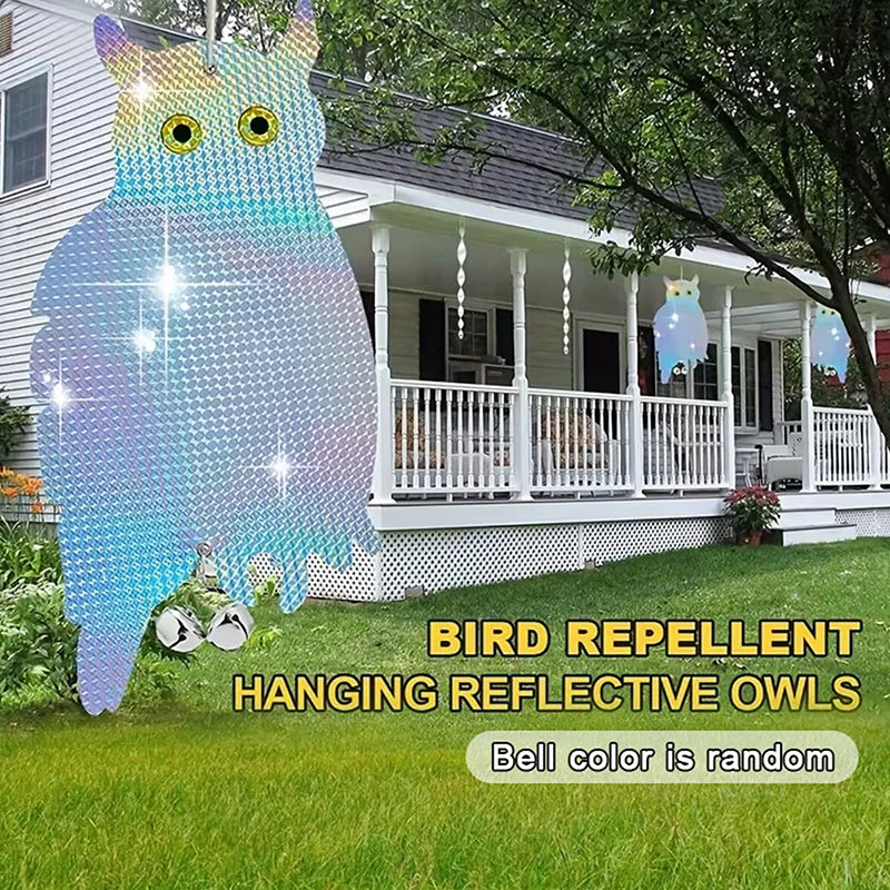 1 2 4 Outdoor Garden Decorative Wind Chime Reflective Owl Fake Hawk Qme
