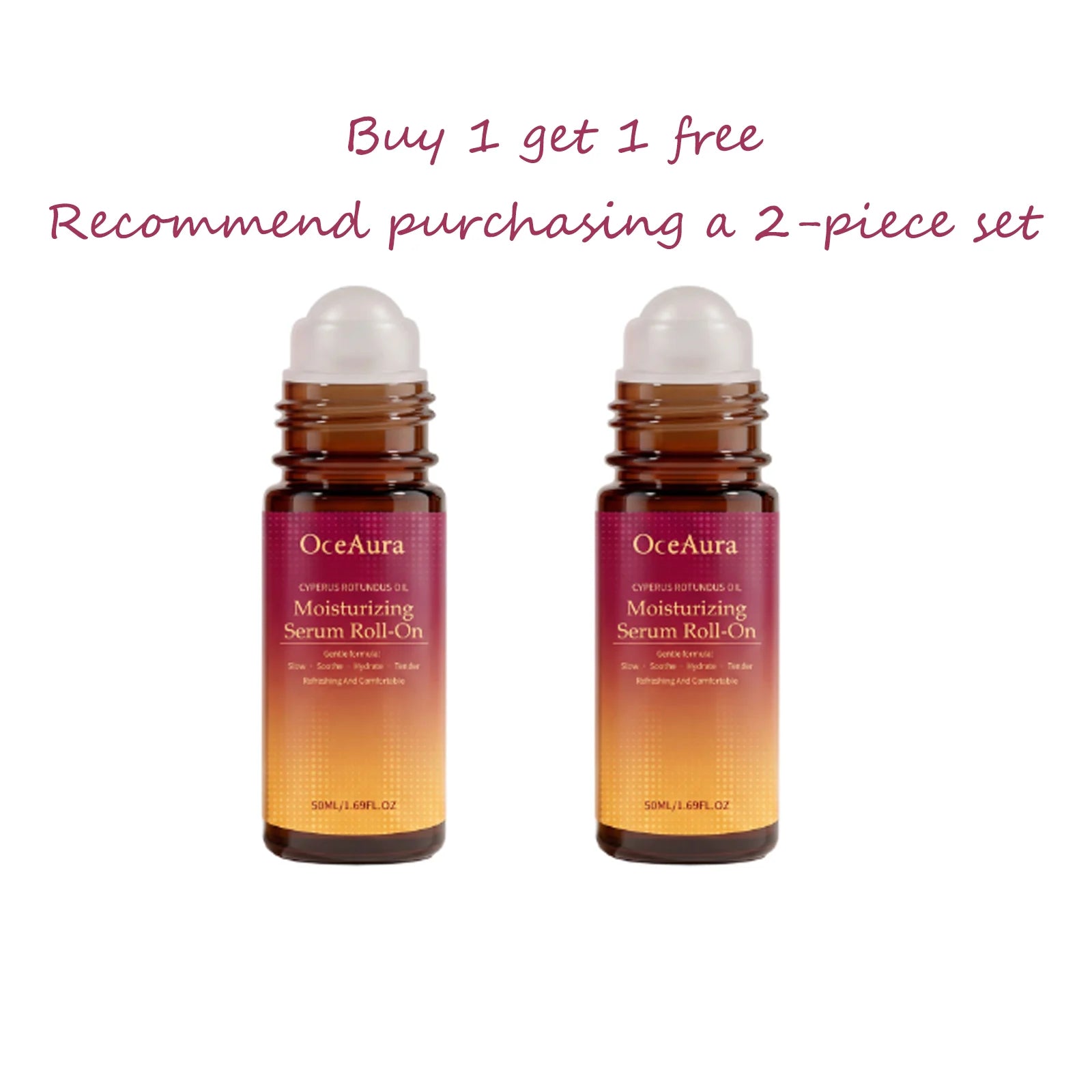OceAura Cyperus Post Depilatory Serum Roll-On Gentle Soothe Hydration Refreshing Body Skin Relief Cyprus Oil Hair Removal Care Qme 50ml x2