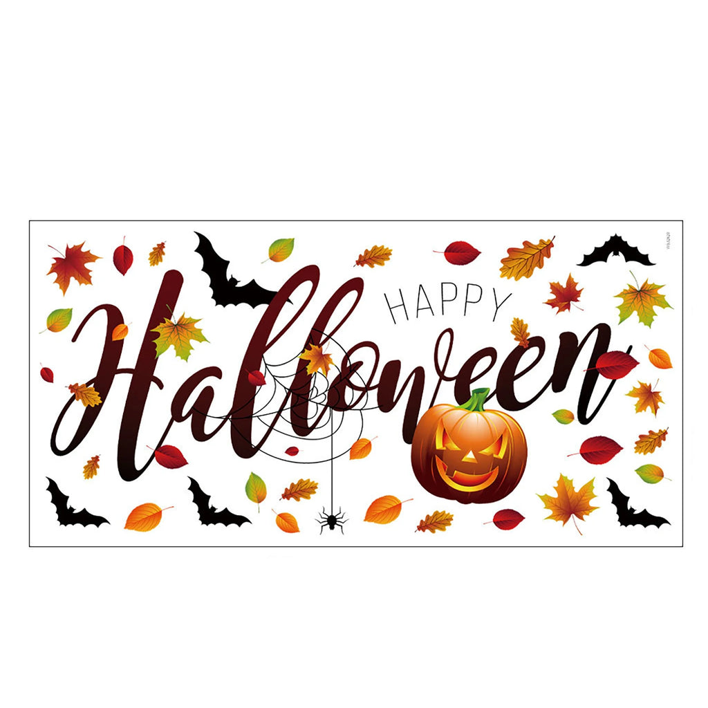 Halloween Pumpkins Leaves Bats Static Cling Window Glass Decals Holiday Party Scene Decoration Stickers Qme as show One Size