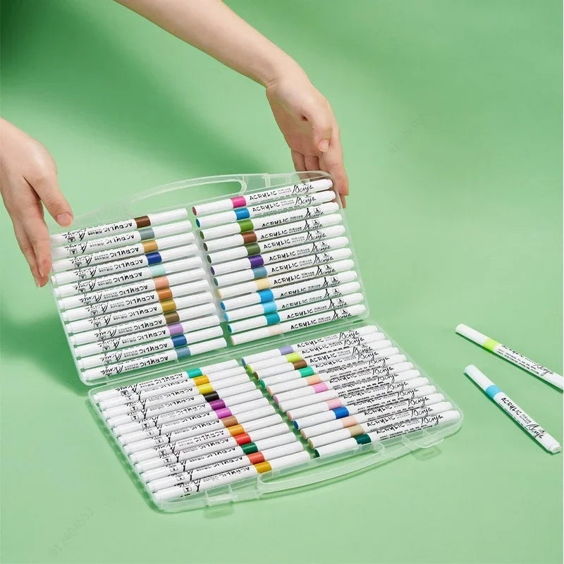 36/48/60 Colors Acrylic Paint Marker Pen Waterproof Drawing Graffiti Multicolor Markers Brush Pens Set DIY Crafts Painting Qme