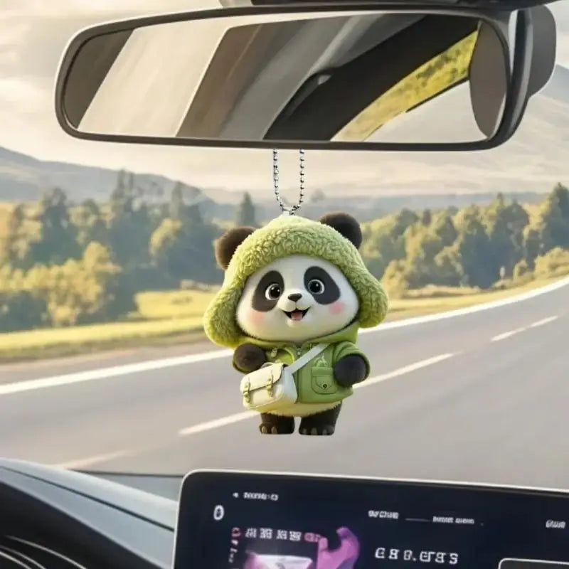 Cute Dressed Panda Pendant Keychain Cartoon 2D Flat Acrylic Ornament Qme