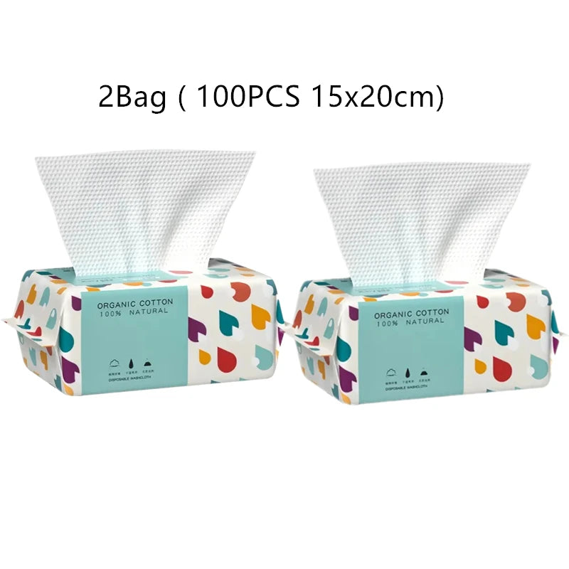 100 Counts Disposable Washcloth Thick Face Towel Make Up Soft Removing Wipes Dry Towelettes For Skin Care Qme 2Bag 15x20cm