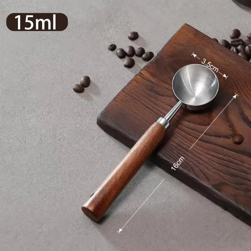 Coffee Tablespoon - Walnut Wood & Stainless Steel Scoop for Home Baristas & Cafe Decor - Perfect Kitchen Accessory Qme A3