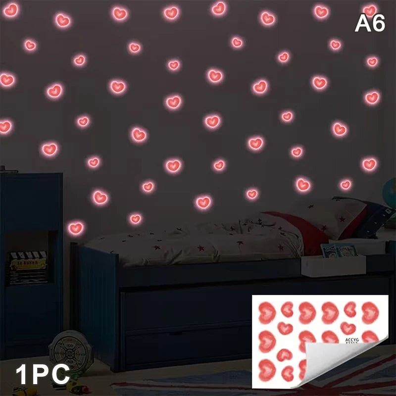 Living Room Bedroom Removable PVC Decals Home Decor Glow-in-the-dark Qme A6