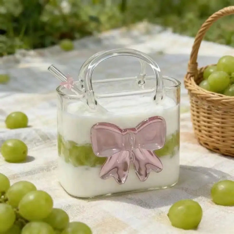 Glass Handbag Cocktail Straw Creative Beauty Beverage Borosilicate Qme