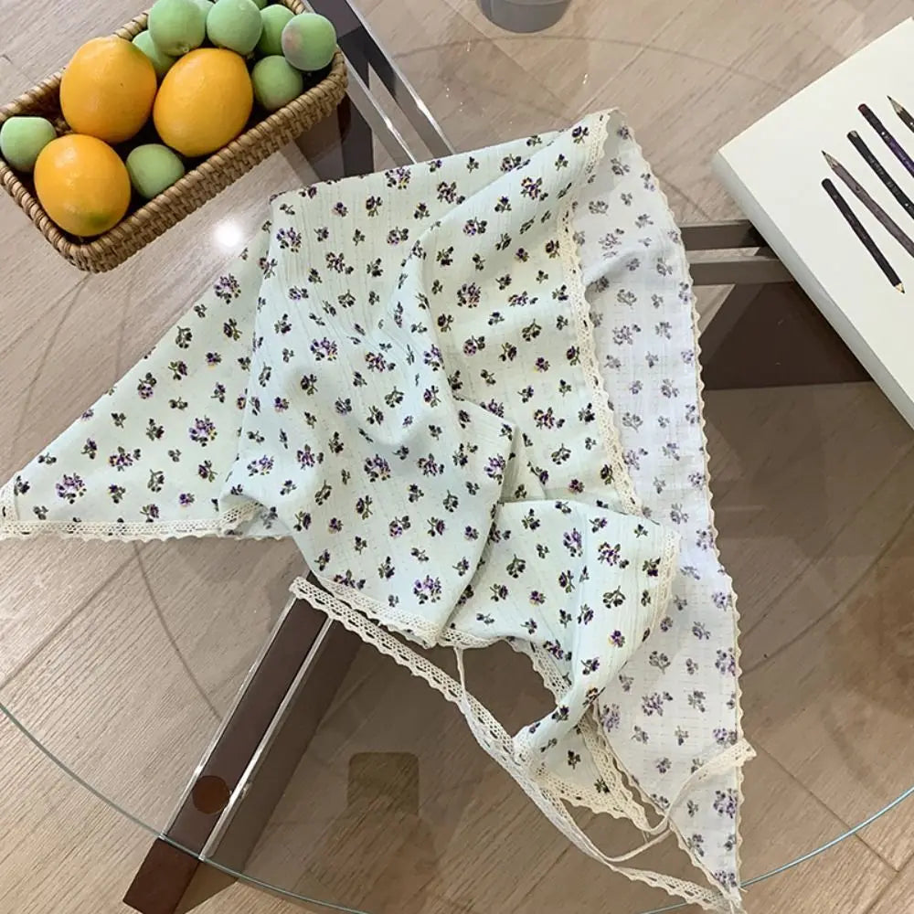 Fashion Pastoral Summer Triangle Headscarf Turban Thin Fresh Floral Qme