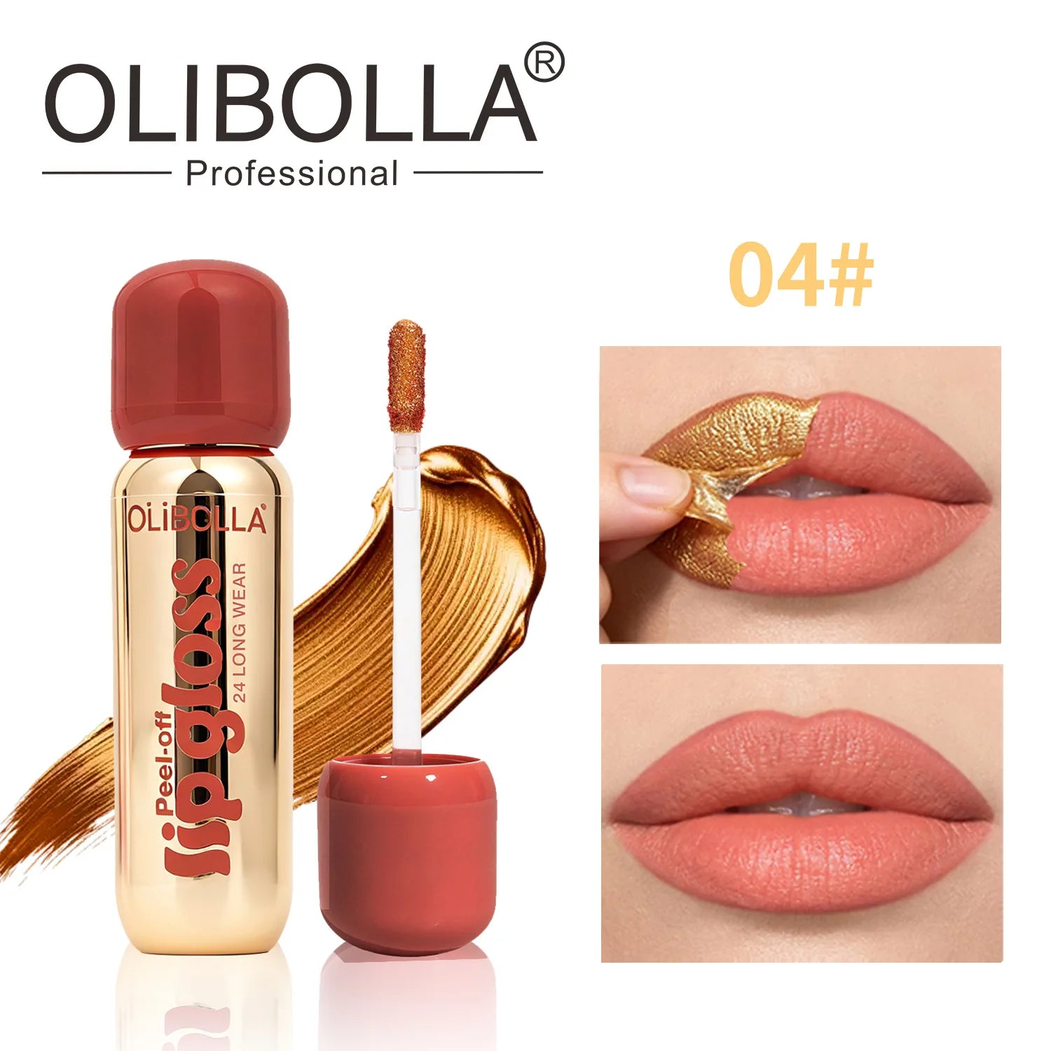 6Color Metallic Orange Peel Off Lip Stain Reveal Waterproof Pink Lip Tint Transfer Proof Non-stick Cup Natural Matte Lipstick Qme 04