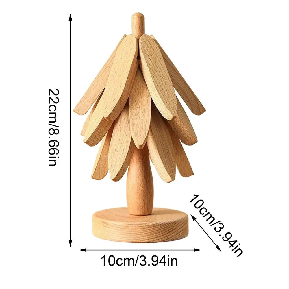 Tree Trivet Wooden Insulation Placemat Non-Slip Cup Coaster Set for Cookware Stove Pan Cup Teapot Hot Dishes Bowl Kitchen Dining Qme Natural wood color 3 as picture shows
