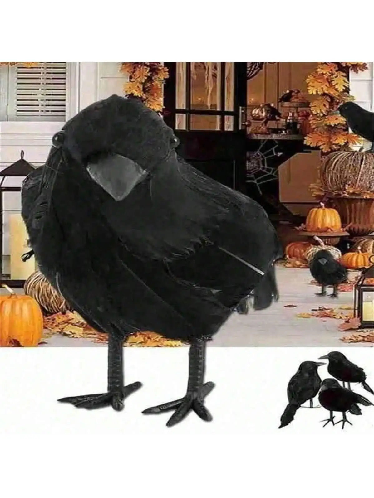 1 Halloween Horror Black Crow Model Fake Birds Beasts Party Home Qme