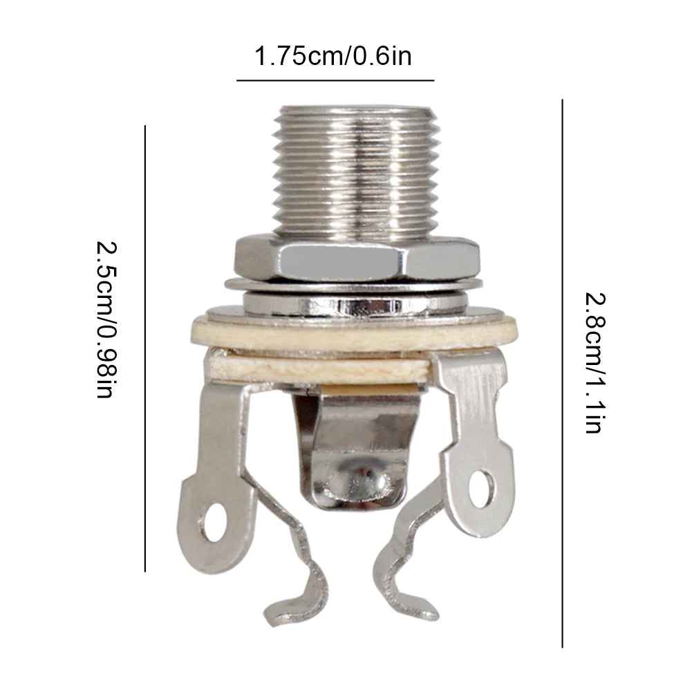2Pcs 1/4 Inch 6.35Mm Guitar Pickup Output Jack Metal Guitar Mono Jack Socket Electric Guitar Mono Jack Guitar Accessories Qme