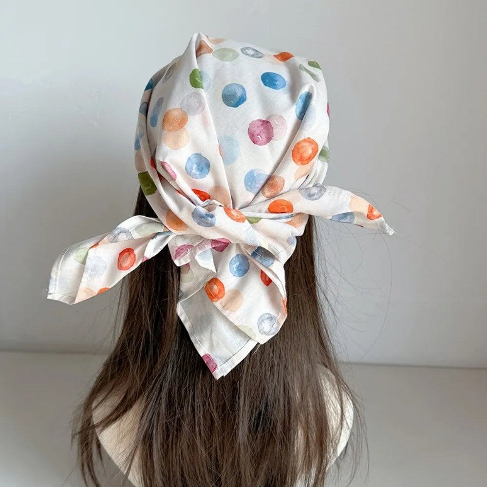 Adjustable Polka Dot Headscarf Cap Star Printed Elegant Colorful Sun Baseball Cap Lightweight Breathable Turban Hat Qme