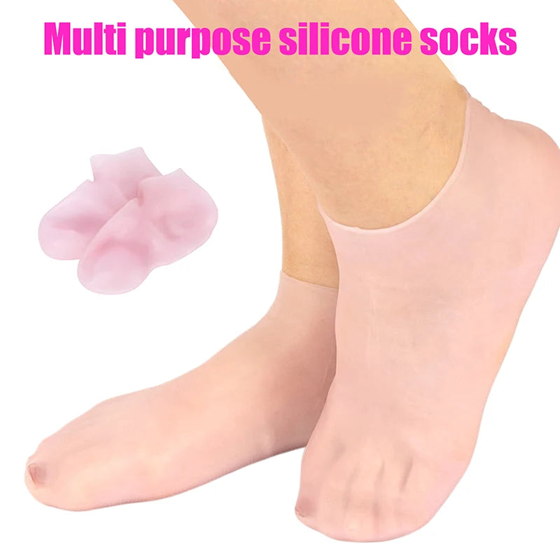 1Pair Silicone Socks Moisturizing Gel Sock Exfoliating Foot Spa Qme
