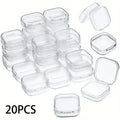 Mini Plastic Jewelry Storage Box Square Transparent Flip Portable Pill Container Jewelry Holder Packaging Earrings Display Case Qme 20pcs