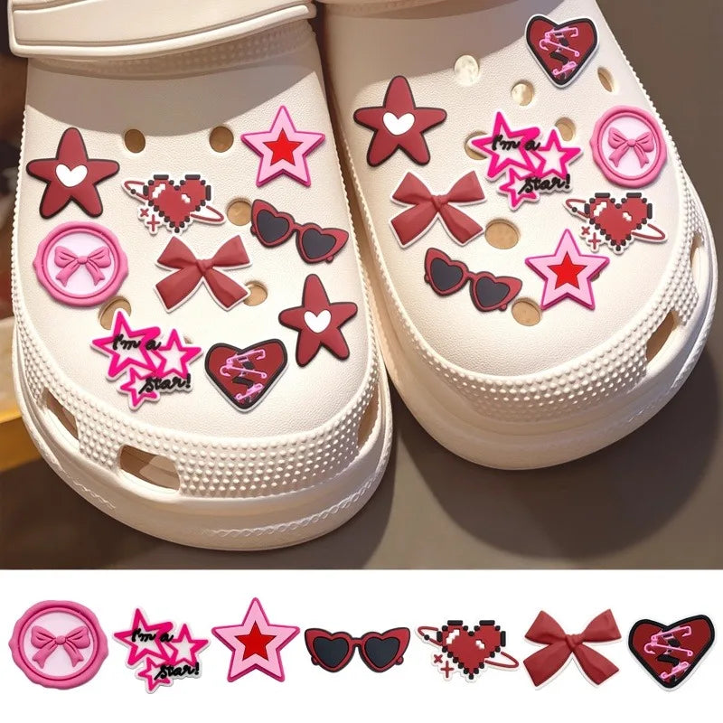 New Black White Shoe Charms Leopard print Football Denim Cap Shoe Decorations DIY Detachable buckle Shoes accessories Qme