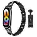 Stainless Steel Strap for Xiaomi Mi Band 8 Material Metal Wistband for Xiaomi Mi Band 9 women Smart strap accessories bracelet Qme Black-Tool for mi band 9