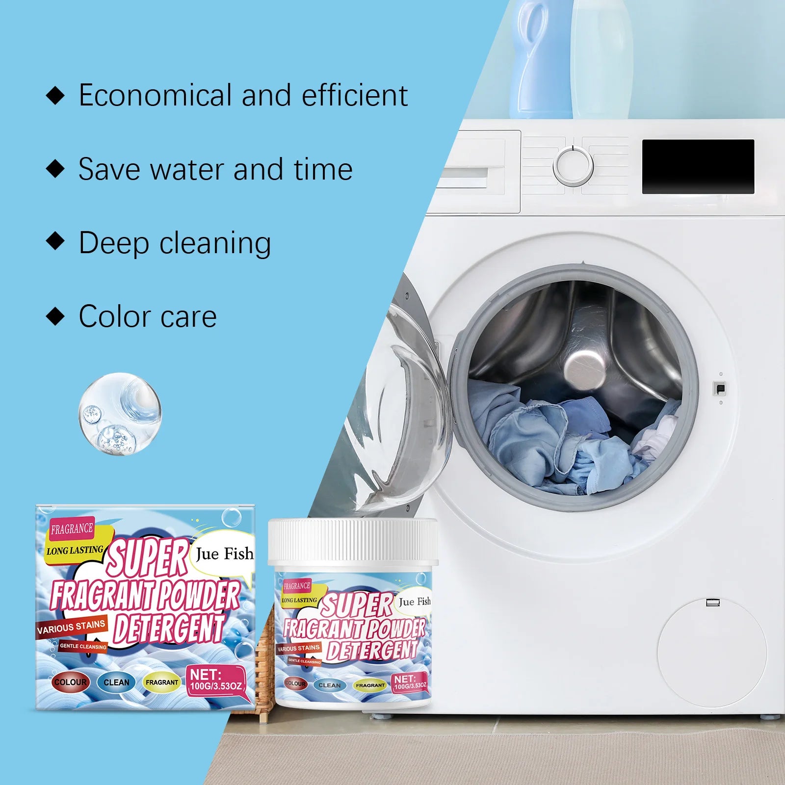 Powerful Laundry Powder Deep Remove Stain Eliminate Odor Lasting Fresh Scent Low Foam Easy Rinse Super Fragrant Powder Detergent Qme