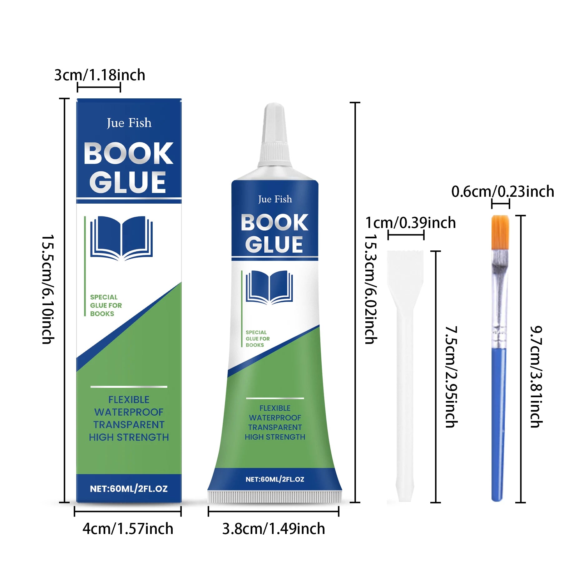 JUE FISH Book Glue: Strong Adhesion Quick-Drying Formula Long-Lasting Firm Bond for Various Paper Materials Qme 1 set