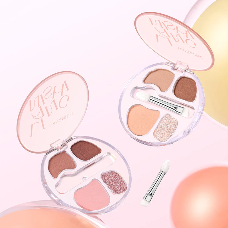 4-Color Eye Shadow Plate Waterproof Sweat Proof Various Colors Qme