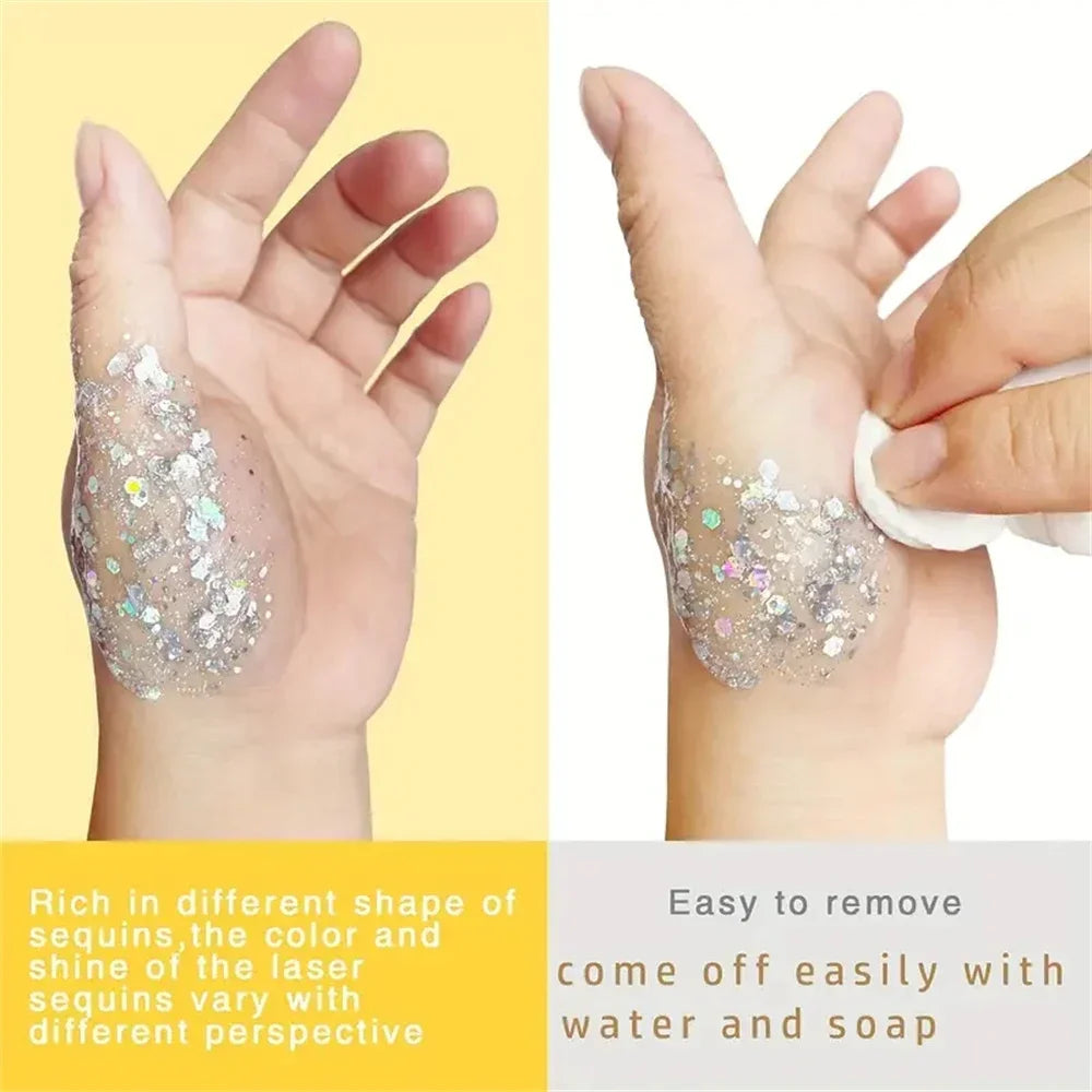 Mermaid Sequin Body Glitter Gel - Long-Lasting Shine for Carnival, Parties, Festival and Stage Performance - Great for Girls Qme